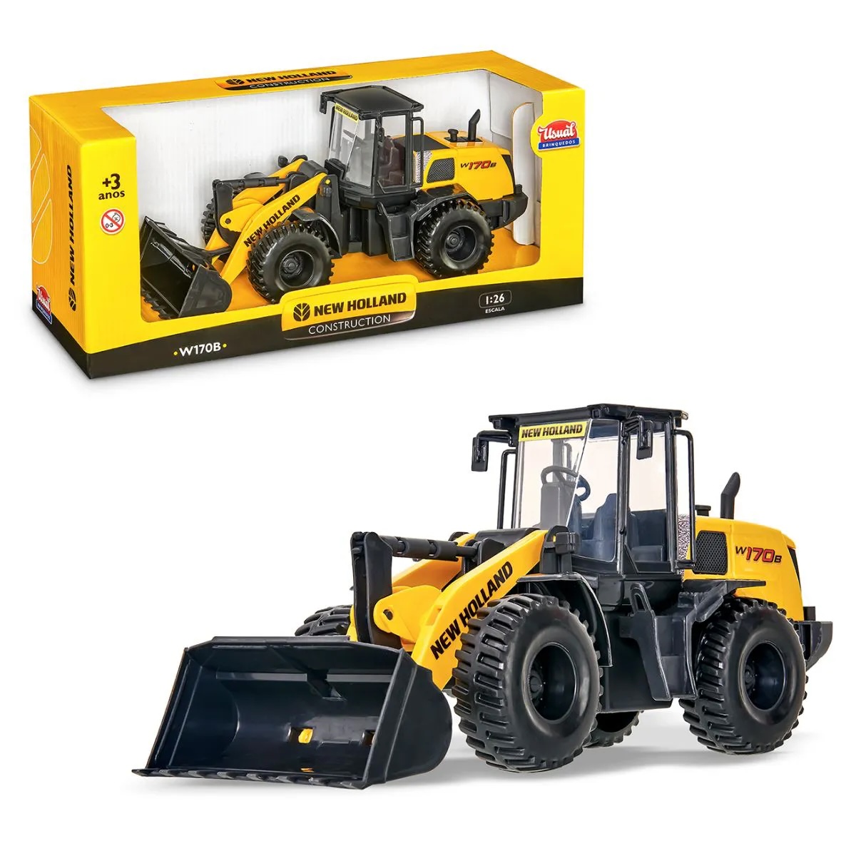 Miniatura de Pá Carregadeira New Holland W170B Escala 1/26